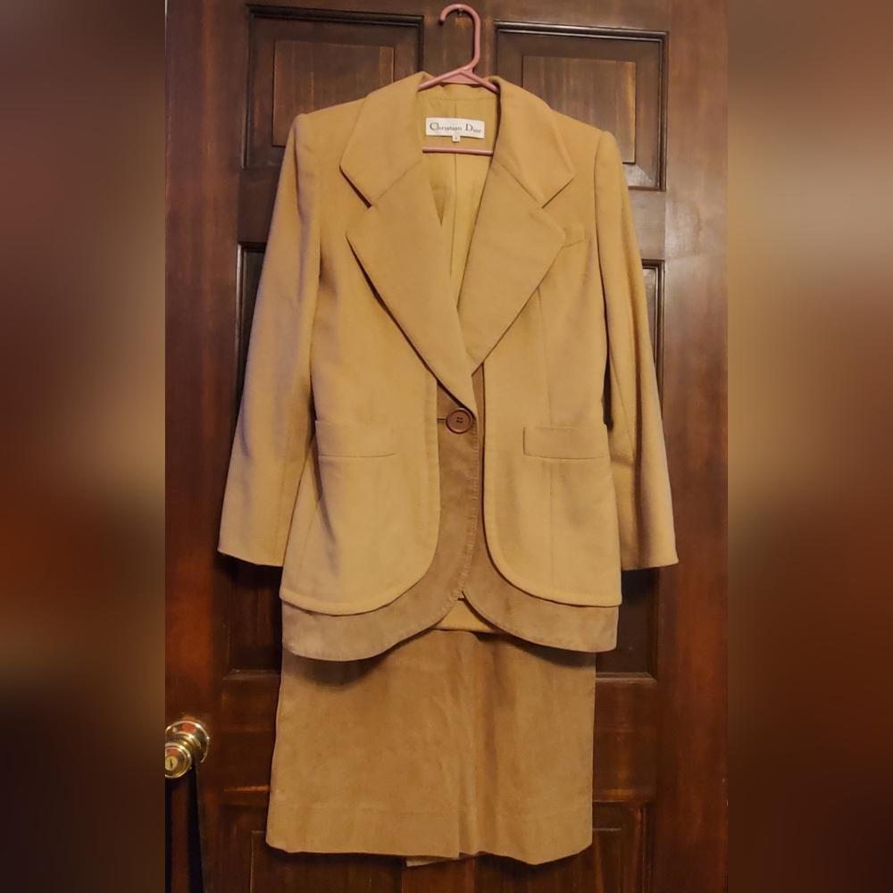 Christian Dior Tan Blazer and Skirt Set